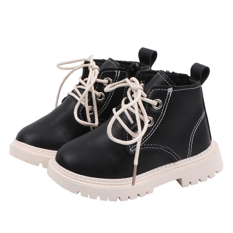 Leather short boots for boys