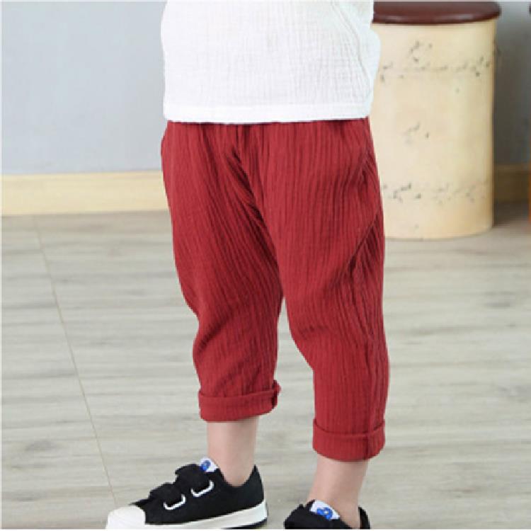 New Summer Kids Cotton And Linen Cropped Trousers Casual Harem Pants