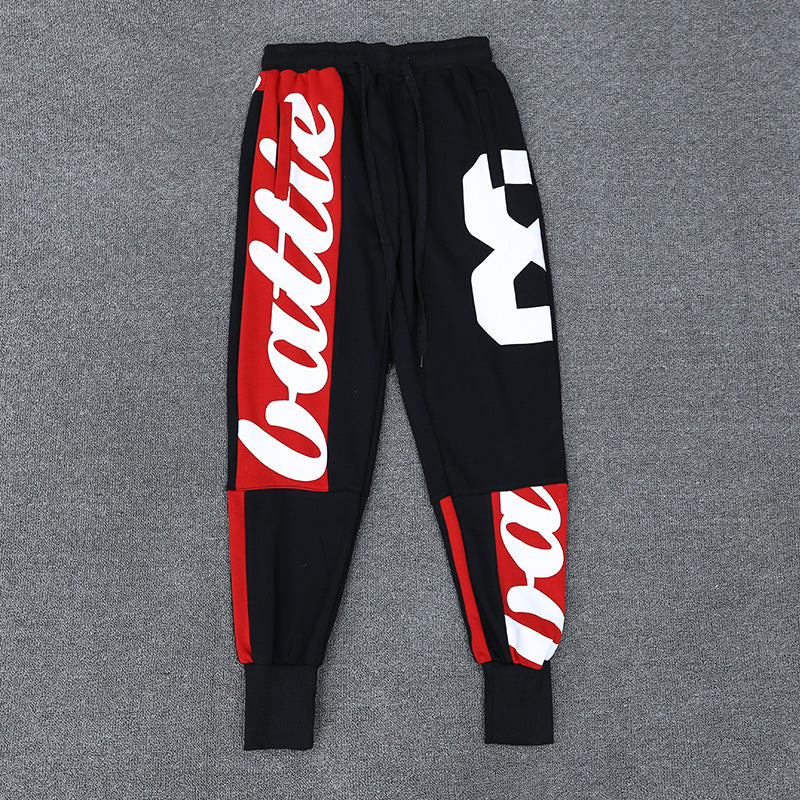 Hip-hop pants athleisure baggy popular logo leg overalls