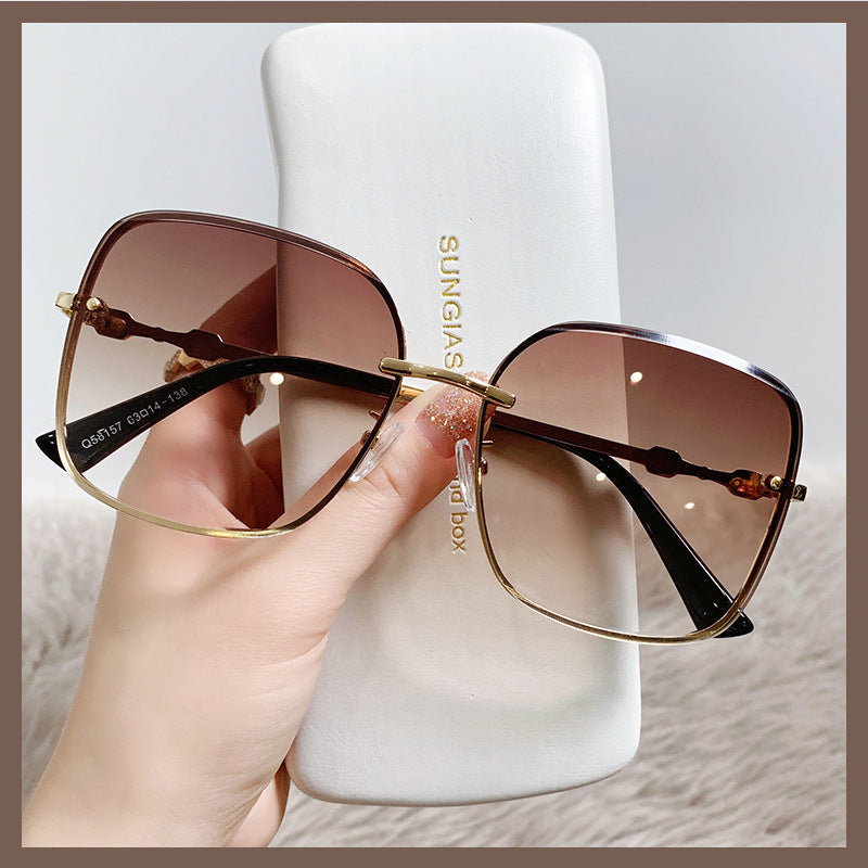 Women's Ins Square New Metal Sunglasses Retro