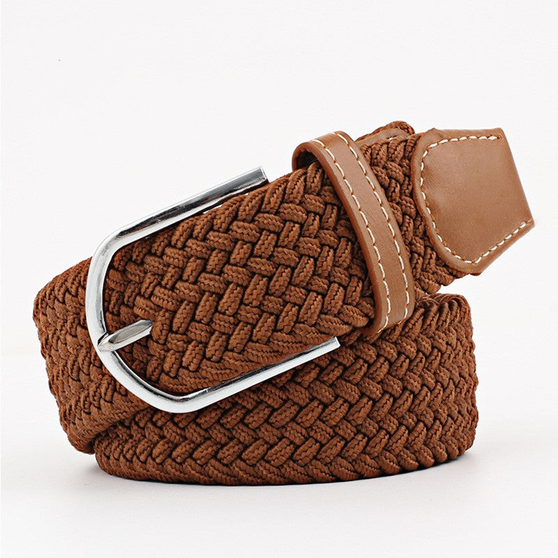 Women's Canvas Belt Student Pants Casual Stretch Braided Needle Buckle