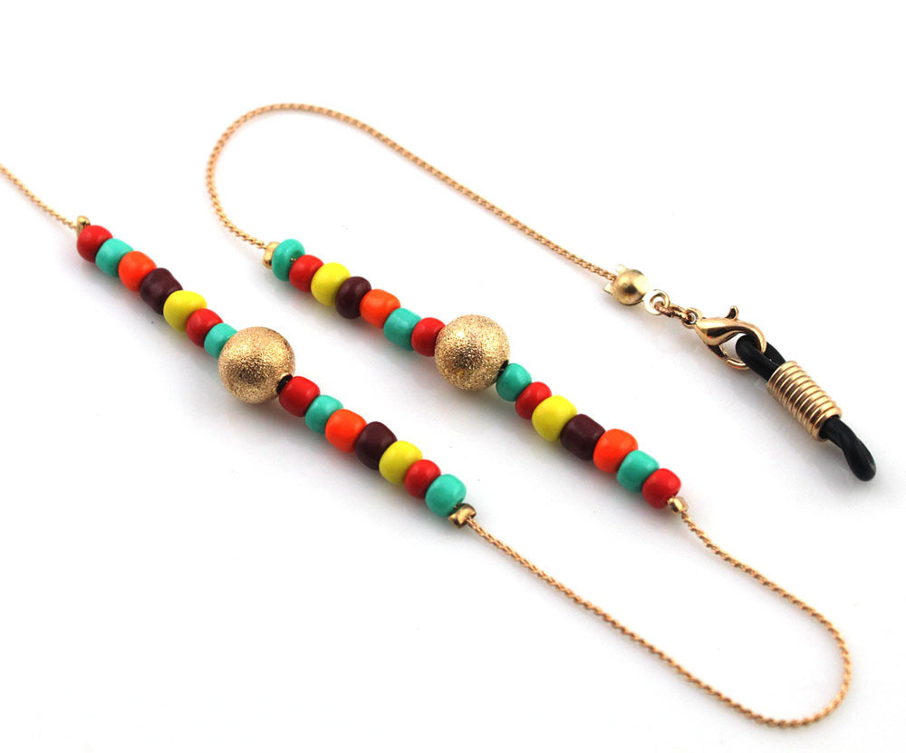 Colorful rice bead eyewear chain