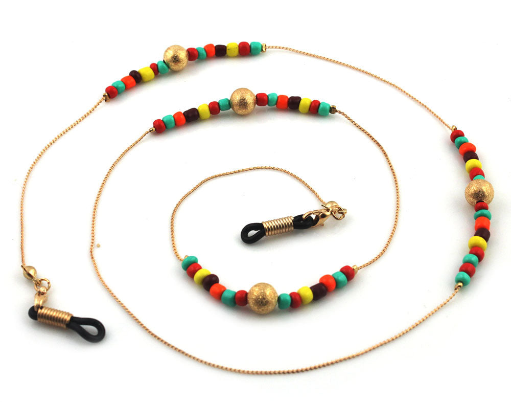 Colorful rice bead eyewear chain