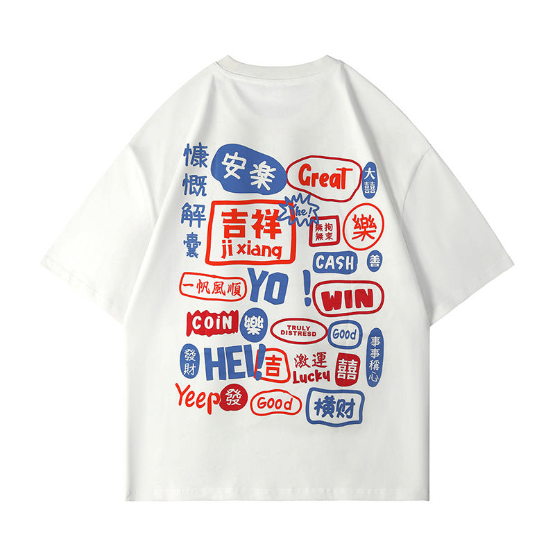 Men Manga Graphic Cotton Harajuku Graffiti Tees Fashion Tops T-shirt