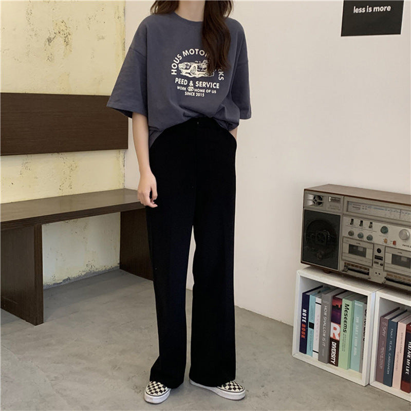 Women Short Sleeve T-shirts Print Casual Korean Style Fashion Harajuku Loose O-neck Student Streetwear All-match Simple