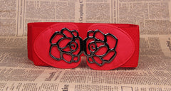 3 Women's Belts Elastic Belts Belts Rose Buckle Belts Tight Belts