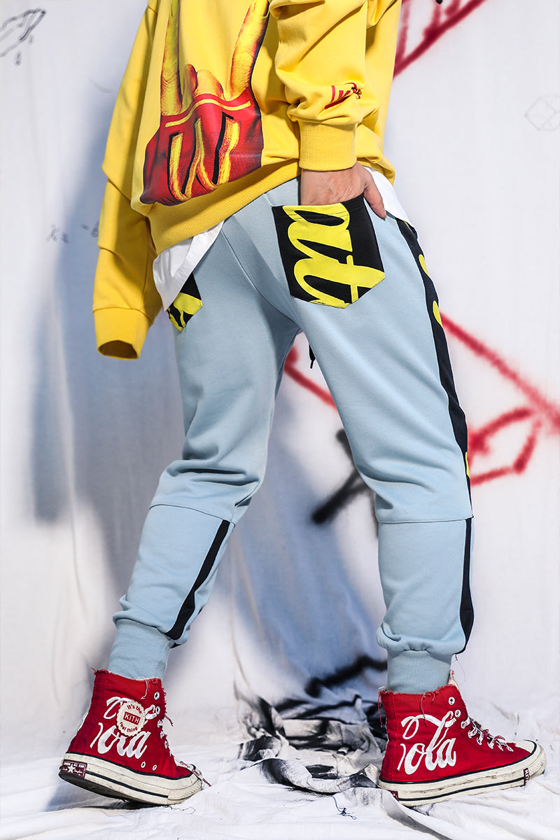 Hip-hop pants athleisure baggy popular logo leg overalls