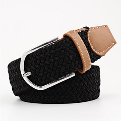 Women's Canvas Belt Student Pants Casual Stretch Braided Needle Buckle