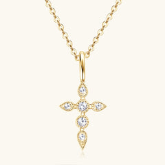 Moissanite Cross Pendant Necklace