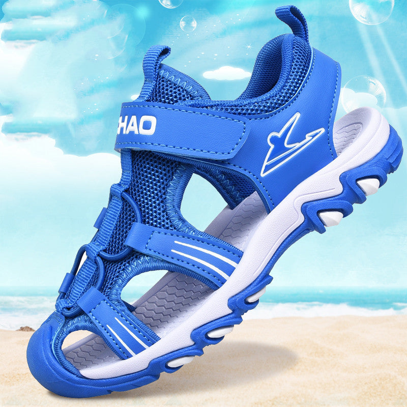 Boys Sandals Baotou Summer Soft Sole Black Children's Beach Shoes Boys Sandals Non-slip