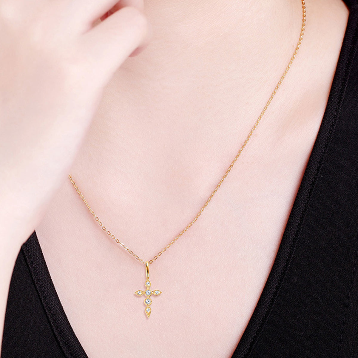 Moissanite Cross Pendant Necklace