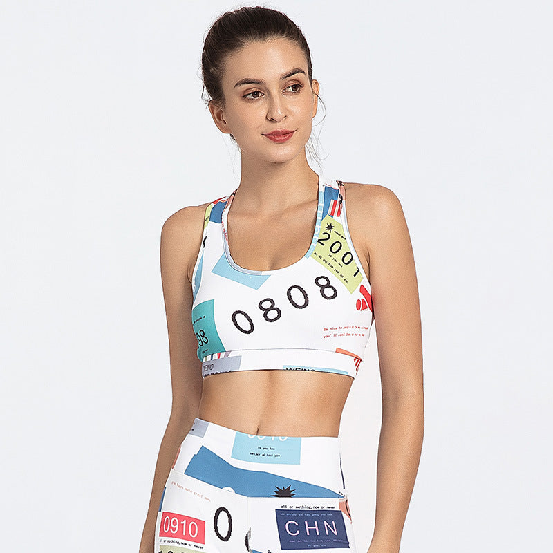 Women's Athleisure Printed Short Sleeve Fitness Tank Set