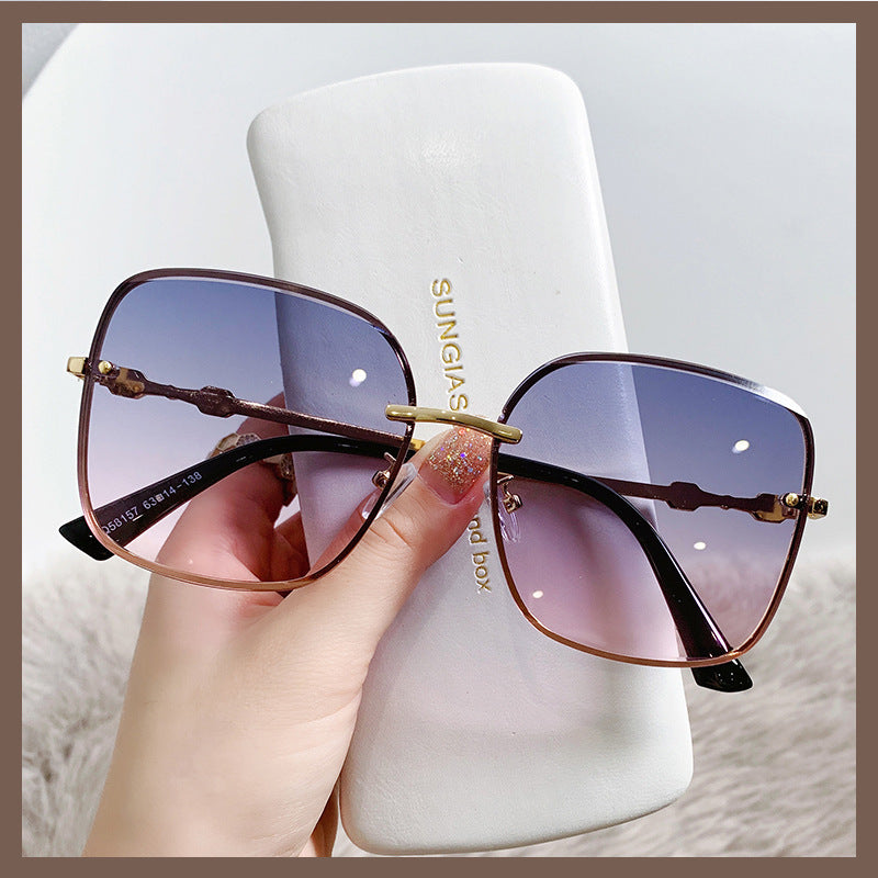 Women's Ins Square New Metal Sunglasses Retro