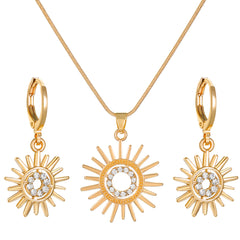 Sunflower Earrings Necklace Jewelry Suit Women