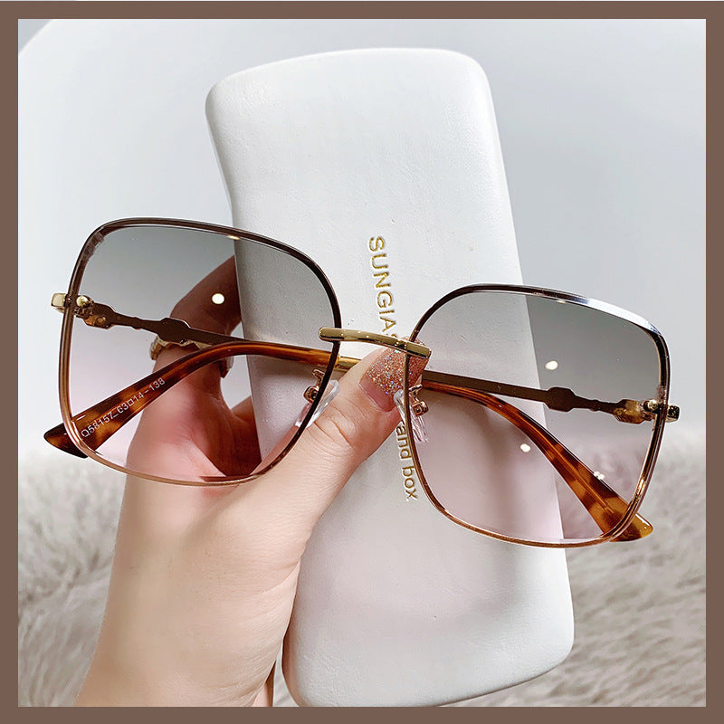 Women's Ins Square New Metal Sunglasses Retro