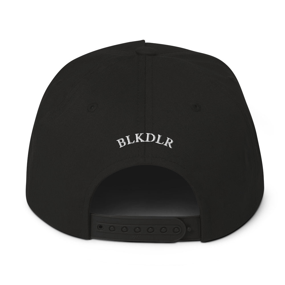 BlackDollar Label Flat Bill Cap (white embroidered)