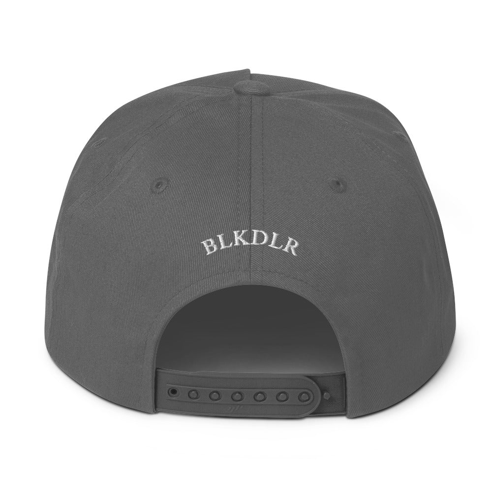 BlackDollar Label Flat Bill Cap (white embroidered)