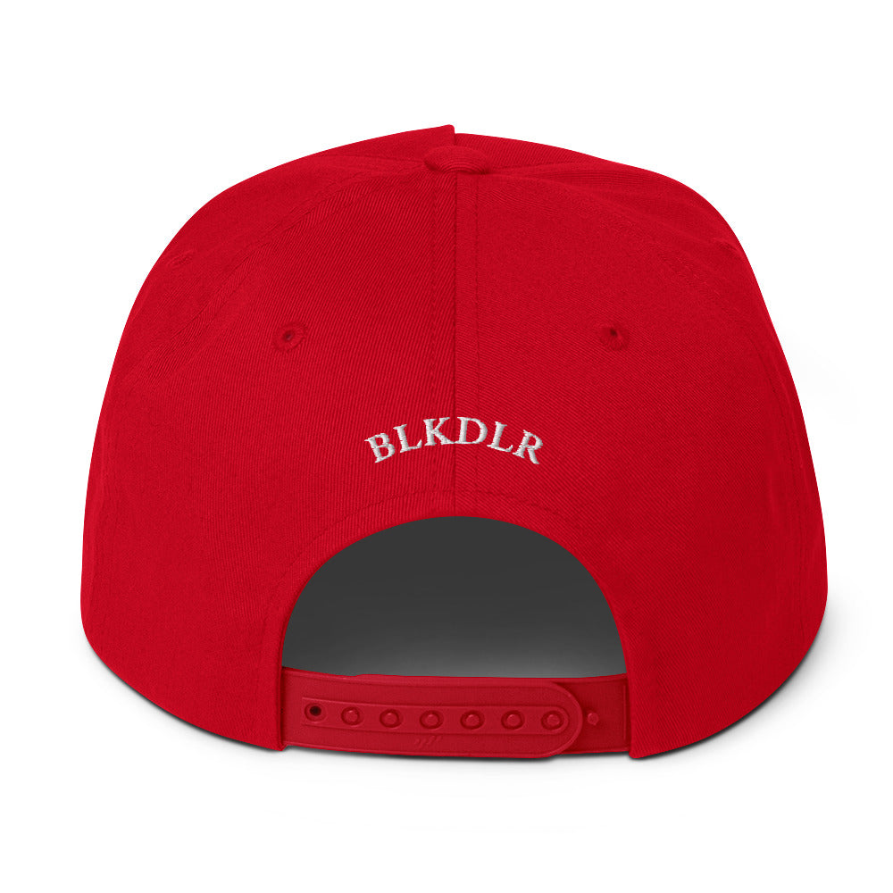 BlackDollar Label Flat Bill Cap (white embroidered)