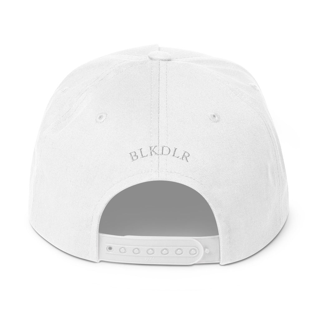 BlackDollar Label Flat Bill Cap (white embroidered)