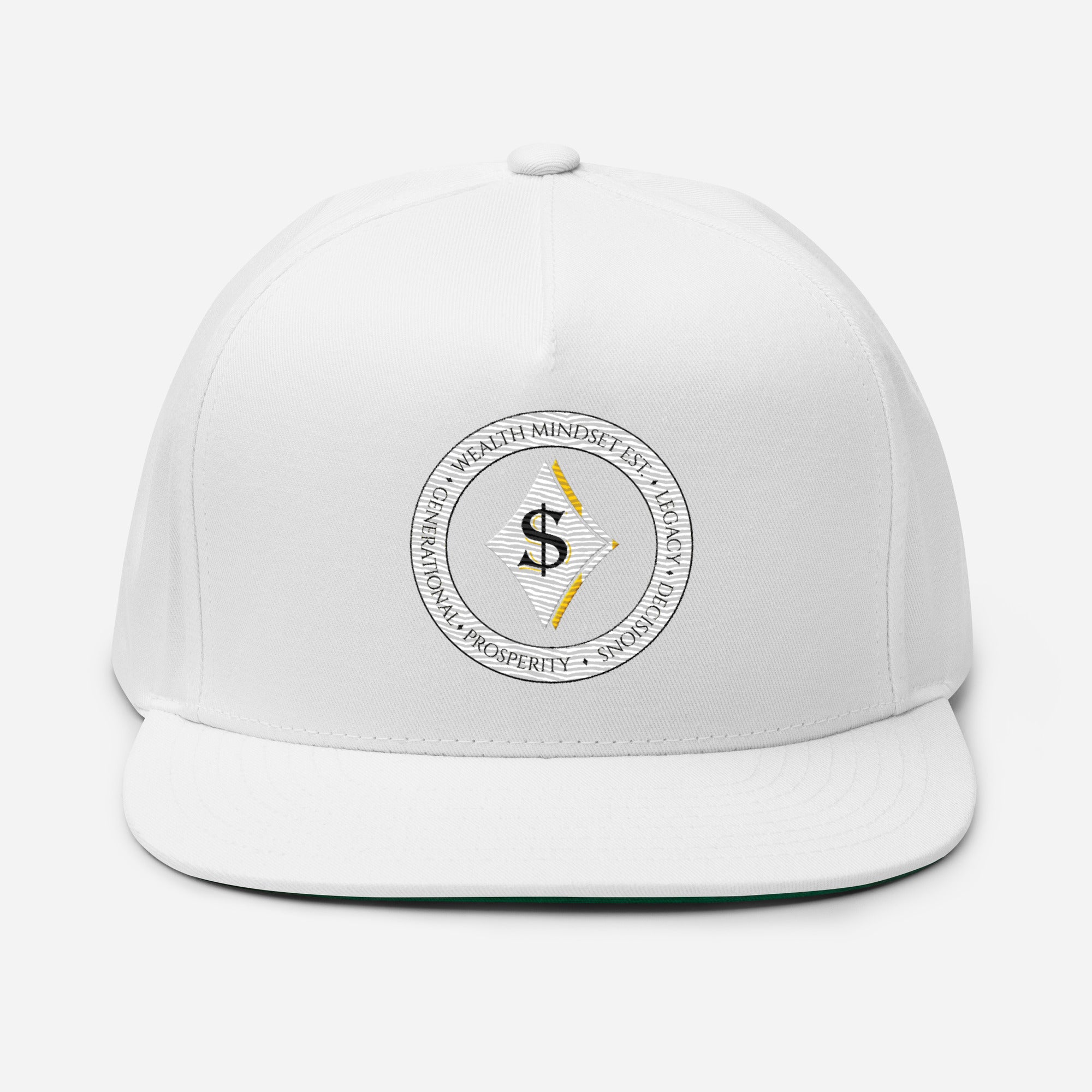 BlackDollar Label Flat Bill Cap (white embroidered)