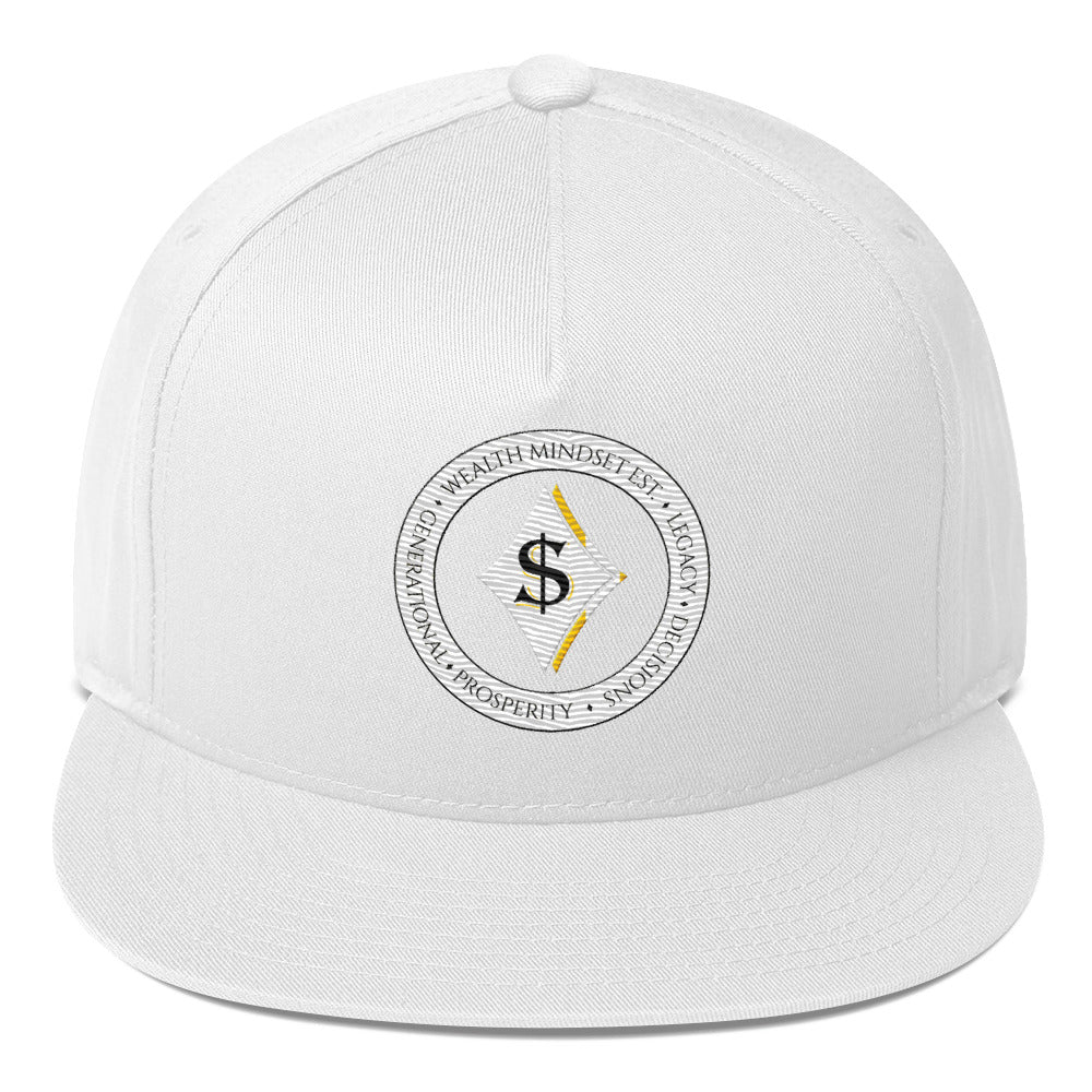 BlackDollar Label Flat Bill Cap (white embroidered)